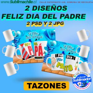2 Diseños Feliz día del Padre Editables para Sublimar en Tazones - PSG y JPG