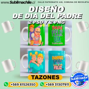 2 Diseños Feliz día del Padre para Sublimar Tazones -  PNG y PSD Editable