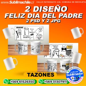 2 Diseños Flork Día del Padre para Sublimar Tazones Editables - PSD y JPG