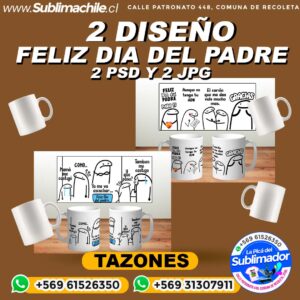2 Diseños Flork Día del Padre para sublimar Tazones Editables - JPG y PSD