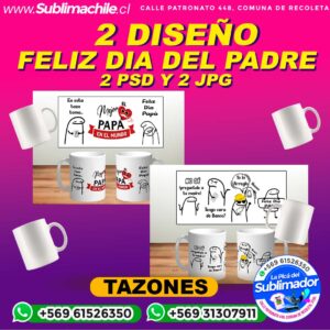 2 Diseños Flork Día del Padre para sublimar en Tazones Editables - PSD y JPG