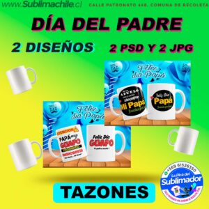 2 Diseños Para El Dia del Padre Editables para  sublimar Tazones - JPG y PSD