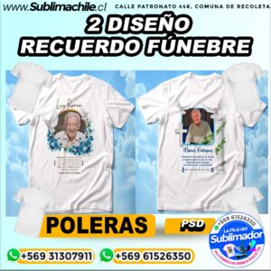 2 Diseños Recuerdo Fúnebre para Sublimar Poleras Editable - PSD