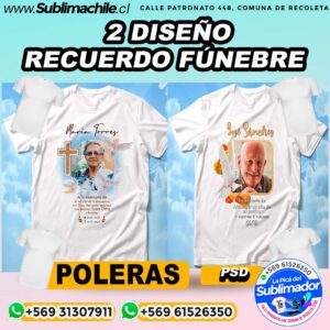 2 Diseños Recuerdo Fúnebre para Sublimar en Poleras - PSD Editable