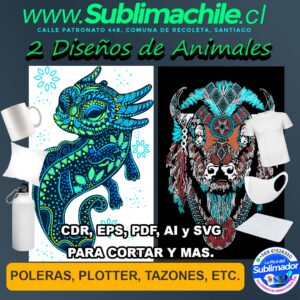 2 Diseños de Animales para Sublimar - CDR,EPS,PDF,AI y SVG