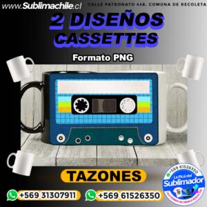 2 Diseños de Cassettes para Sublimar en Tazones - PNG