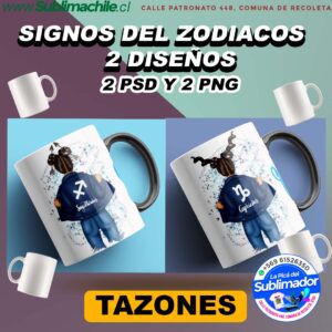 2 Diseños del Horóscopo Editables para Sublimar Tazones- PNG y PSD