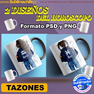 2 Diseños del Horóscopo Editable para Sublimar Tazas - PSD y PNG