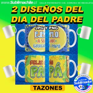 2 Diseños editables Dia del padre para Sublimar Tazones - JPG y PSD