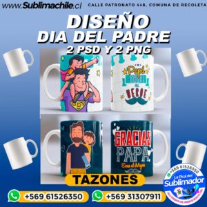 2 Diseños para el Dia del Padre para sublimar Tazones - PNG y PSD Editables