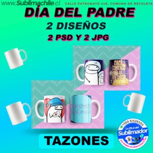 2 Diseños de Feliz día papá Editables para Subliminar Tazones - JPG y PSD