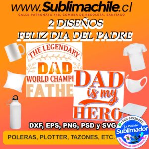 2 diseños Día del Padre para Sublimar - DXF, EPS, PNG, PSD y SVG