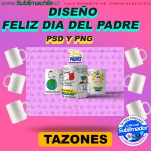 Diseño Feliz día del Padre Editable para sublimar Tazones - PNG Y PSD