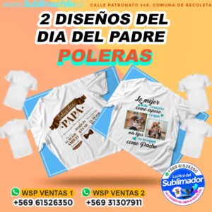 2 Diseños Editables del día del Padre para sublimar Poleras - PSD