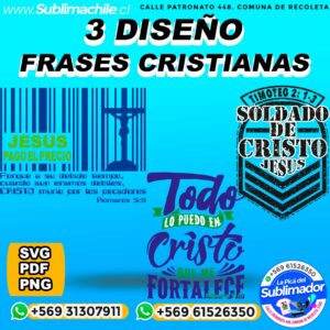 3 Diseños con Frases Cristianas para Sublimar - PNG, PSD y SVG