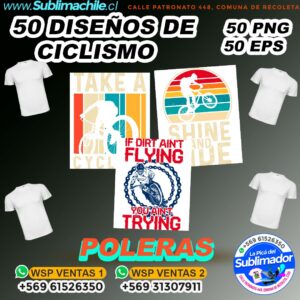 50 Diseños de Ciclismo para Sublimar Poleras y Plotters - PNG y EPS