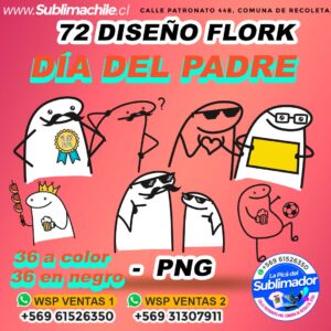 72 Diseños Flork Dia del Padre para Sublimar - PNG