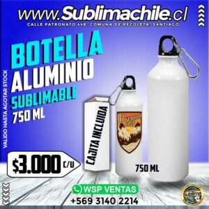 Botella de Aluminio Sublimable 750ml
