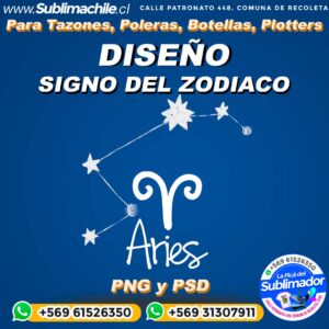 Diseño Constelación de Aries Editable para Sublimar - PSD y PNG