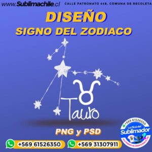 Diseño Constelación de Tauro Editable para Sublimar- PSD Y PNG