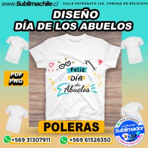 Diseño Día de los abuelos para Sublimar en Poleras - PNG y PDF