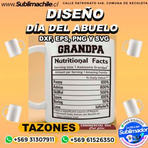 Diseño Día del Abuelo para Sublimar Tazones - DXF, EPS, PNG y SVG