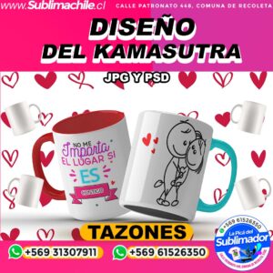Diseño Editable para sublimar en Tazones del Kamasutra - JPG y PSD