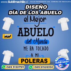 Diseño Feliz Día del Abuelo para Sublimar en Poleras - PDF