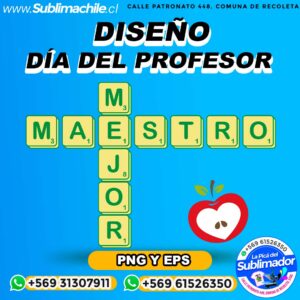 Diseño Día del Profesor para Sublimar - EPS y PNG