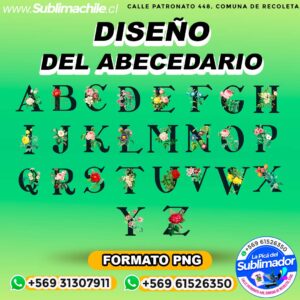 Diseño Floral del Abecedario para Sublimar - PNG