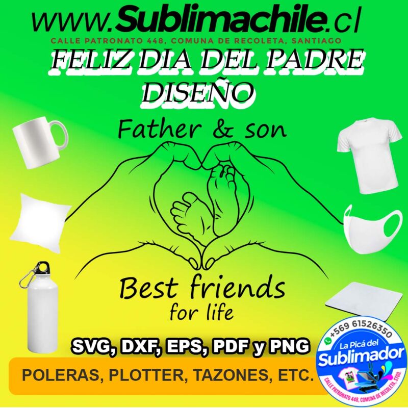 Diseno Padre e Hijo Dia del Padre para Sublimar SVG DXF EPS PDF y PNG
