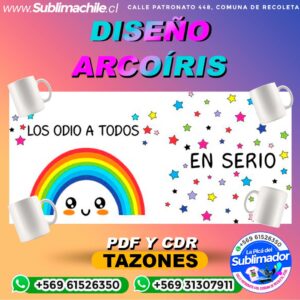 Diseño de Arcoíris para Sublimar Tazones - CDR, PDF y PNG