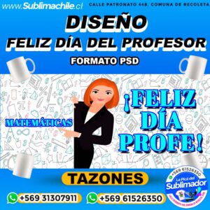 Diseño de Día del Profesor para Sublimar Tazones Editable - PSD