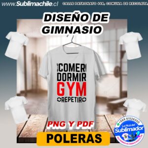 Diseño de Gimnasio para Sublimar Poleras - PNG y PDF