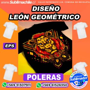 Diseño de León Geométrico para Sublimar Poleras - EPS