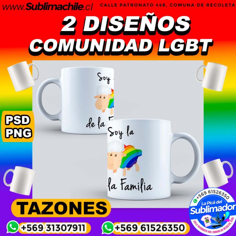 Diseno de la comunidad LGBT para Sublimar en Tazones PSD y PNG