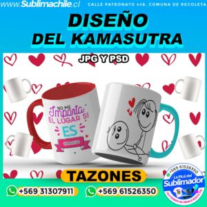 Diseño del Kamasutra para Sublimar Tazones Editables - JPG y PSD