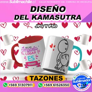 Diseño del  Kamasutra para Sublimar en Tazones Editable - PSD y JPG