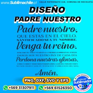Diseño del Padre Nuestro para Sublimar - PNG, EPS, SVG y DXF