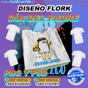 Diseño Editable Flork Día del Padre para sublimar poleras - PSD y PNG