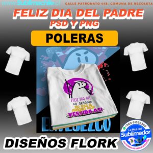 Diseño Flork Editable Feliz de Padre para Sublimar en Poleras - PNG y PSD