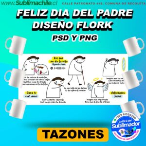 Diseños Flork del Dia del Padre Editables para Sublimar Tazones - PSD y PNG