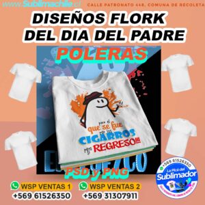 Diseño Flork Editable día del del Padre para Sublimar Poleras - PSD y PNG
