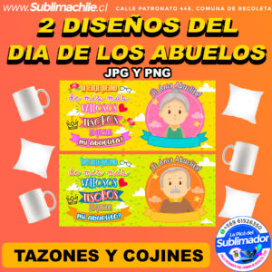 Dos Diseños para los mejores abuelos para sublimar tazones y cojines - JPG