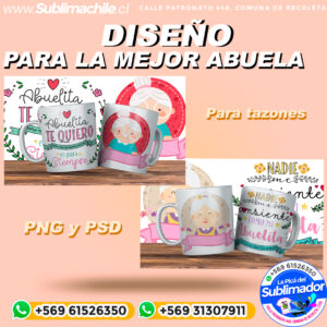 Dos diseños para el día de la abuela para sublimar tazones - JPG