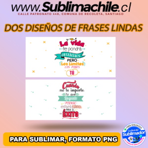 Dos diseños de frases bonitas para sublimar - PNG