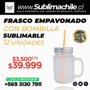 Frasco Empavonado sublimable con bombilla 12 unidades