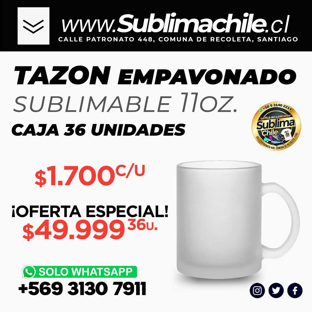 Tazones Blancos 11oz para Sublimar 36 unidades - Sublimachile - Santiago  Chile