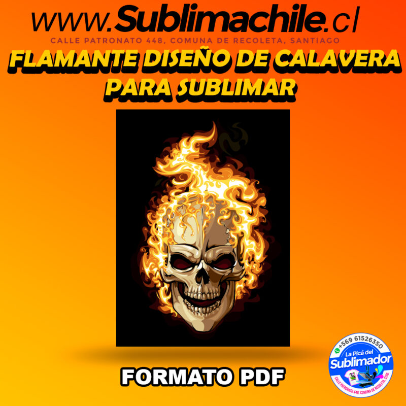 Un diseno de calavera en llamas para sublimar PDF
