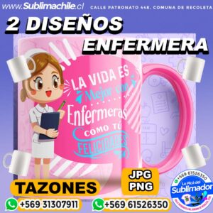 2 Diseños Editables  de Enfermera para Sublimar Tazones - PNG y PSD